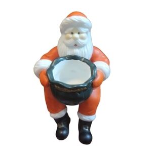 Partylite Jolly Santa Claus Sitting Holiday Figurine With Tealight Holder